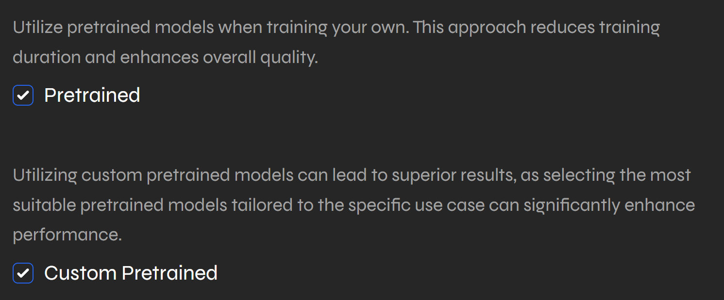 Pretrained and Custom Pretrained options in Applio